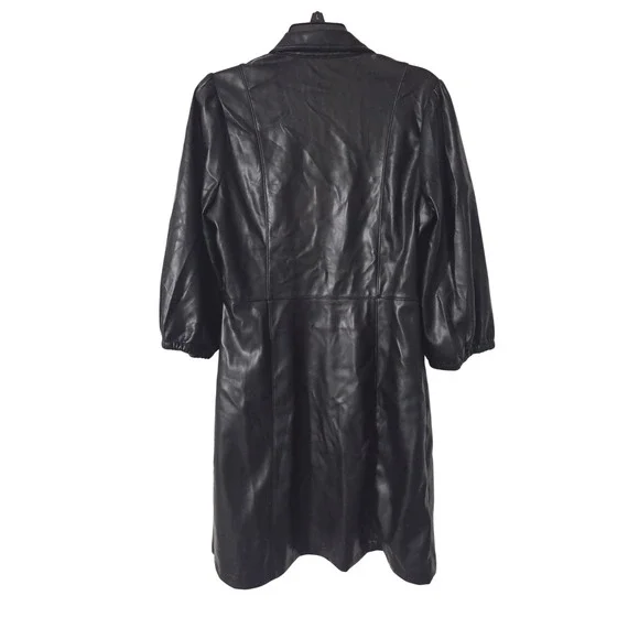 GAP Faux Leather Mini Dress Black Button Down Shirt Dress Women's Large